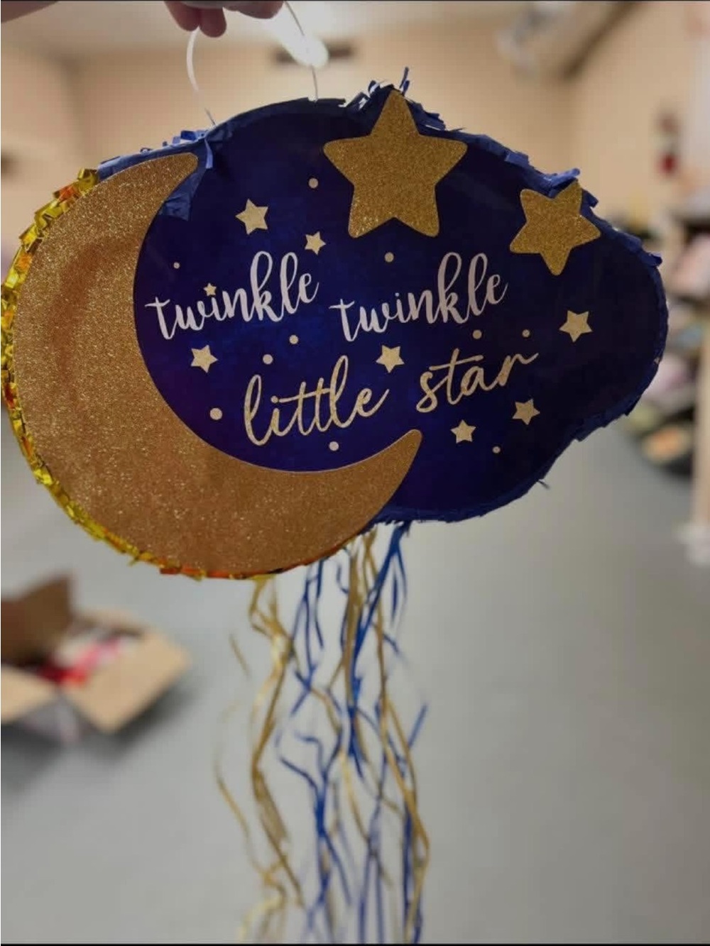 Twinkle Twinkle Little Star Moon & Stars Hanging Decor - Blue & Gold